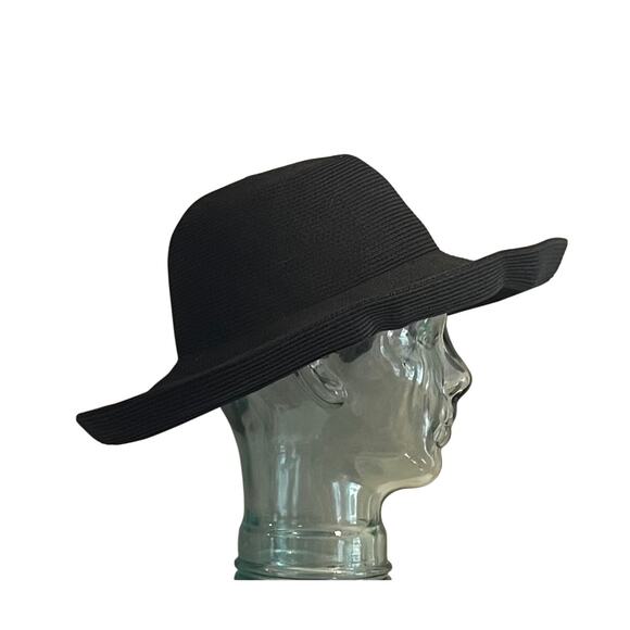 Kathy Jeanne Black Floppy Wide Brim Straw Sun Hat, One Size - Picture 4 of 8